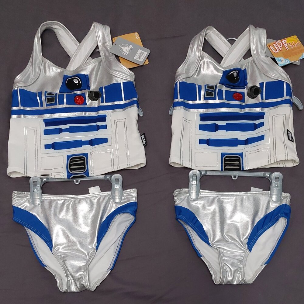 Disney Girls R2D2 Tankini Swimsuits Sister Set Sizes 5 & 7